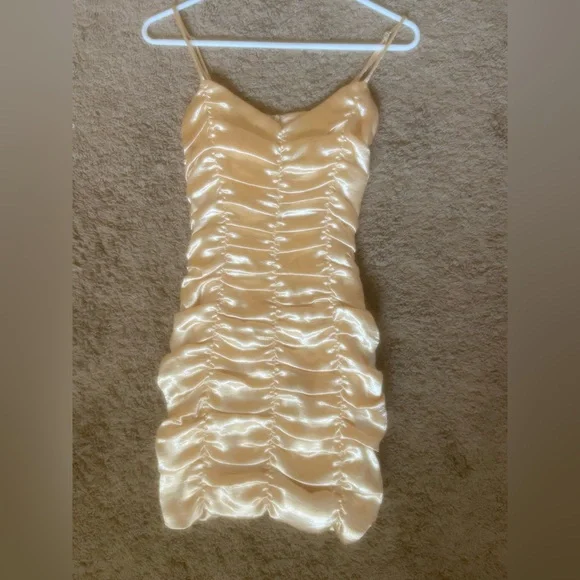 white christmas dresses Satin Square Neck A-Line Champagne Wedding Guest Dress
